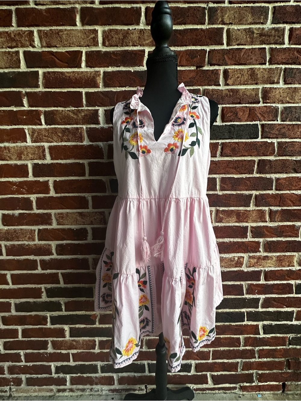 Soft Pink Ruffled Blouse with Elastic Neckline